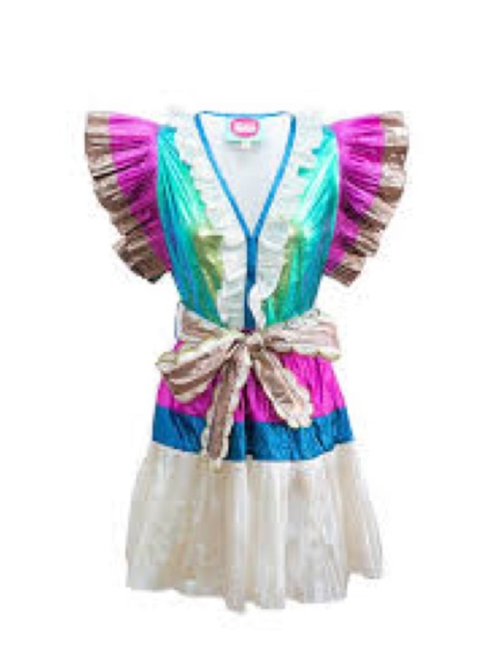 Celia B "Sapphire" Metallic Ruffled Mini Dress - Size Small